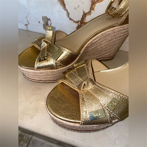 michael michael kors ripley wedge|Ripley Metallic Leather Wedge Sandal .